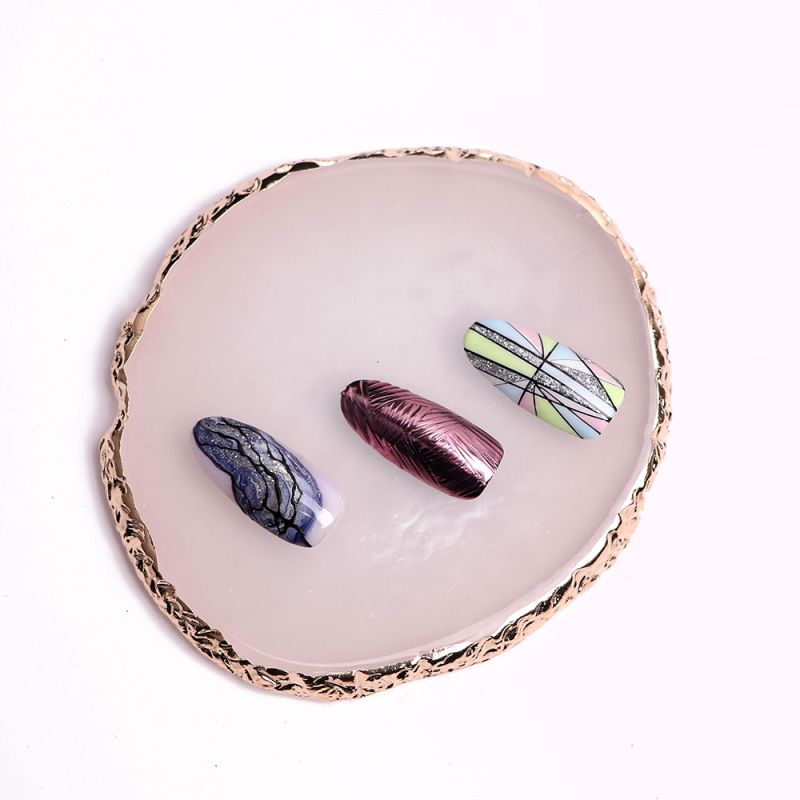 Dilution palette + color board for photo nail design, oval, white