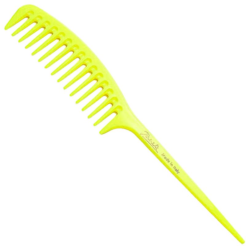 Janeke Fashion Сomb Comb with handle for hair Yellow neon