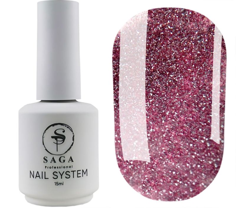 SAGA professional Гель-лак Fiery gel 04 (лиловое золото с микроблеском, светоотражающий), 15 мл