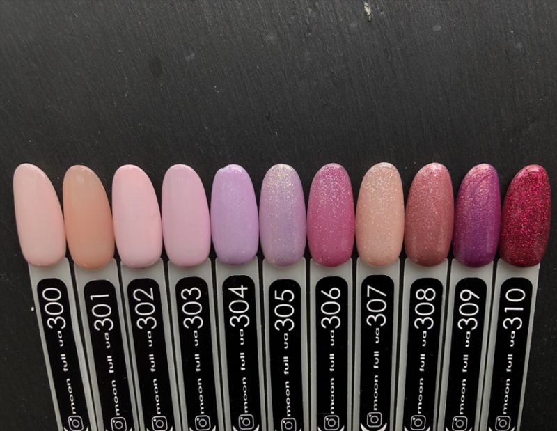 Гель-лак MOON FULL color Gel polish №305 (світло-бузковий з золотистим шиммером), 8 мл