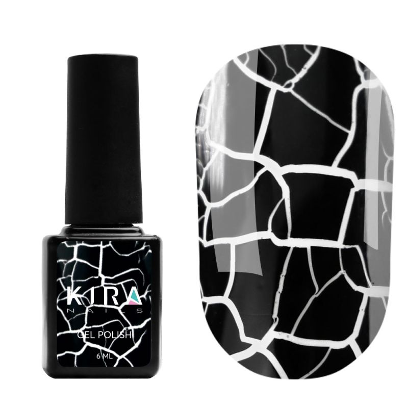 Kira Nails Crack Effect Black gel varnish (black for craquelure), 6 ml
