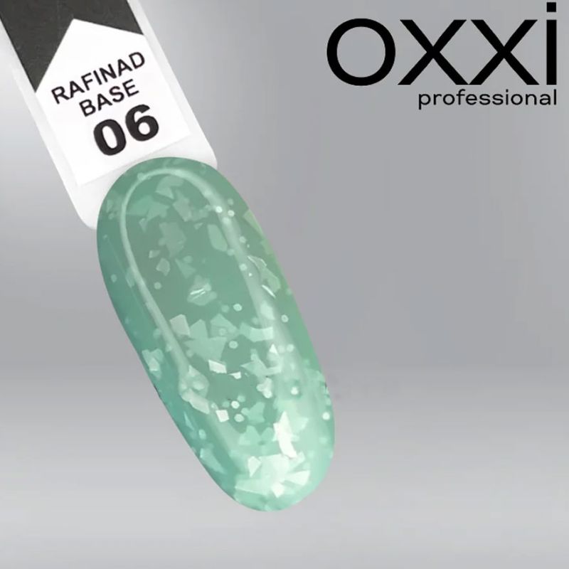OXXI RAFINAD Base №06- камуфлирующая база с поталью (мятный), 10 мл
