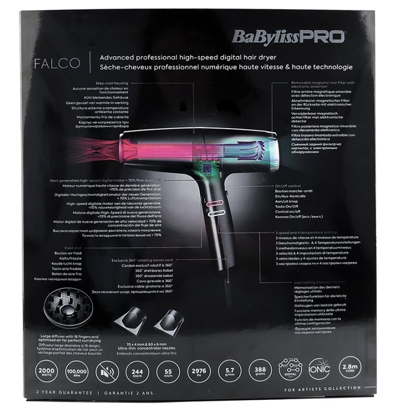 BaByliss PRO Hairdryer FALCO Silver