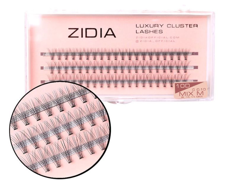 ZIDIA Cluster lashes Ресницы-пучки 10D C 0,10 Mix M (3 ленты, размер 9, 10, 11 мм)