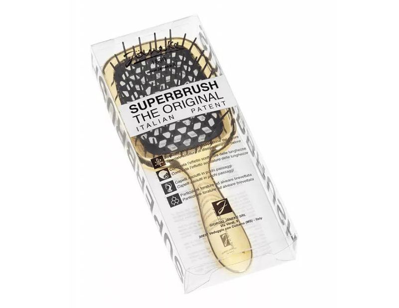 Janeke Superbrush Hair Comb Gold with Black