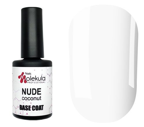 Molekula База для ногтей Base Nude coconut (белый молочный, эмаль), 12 мл