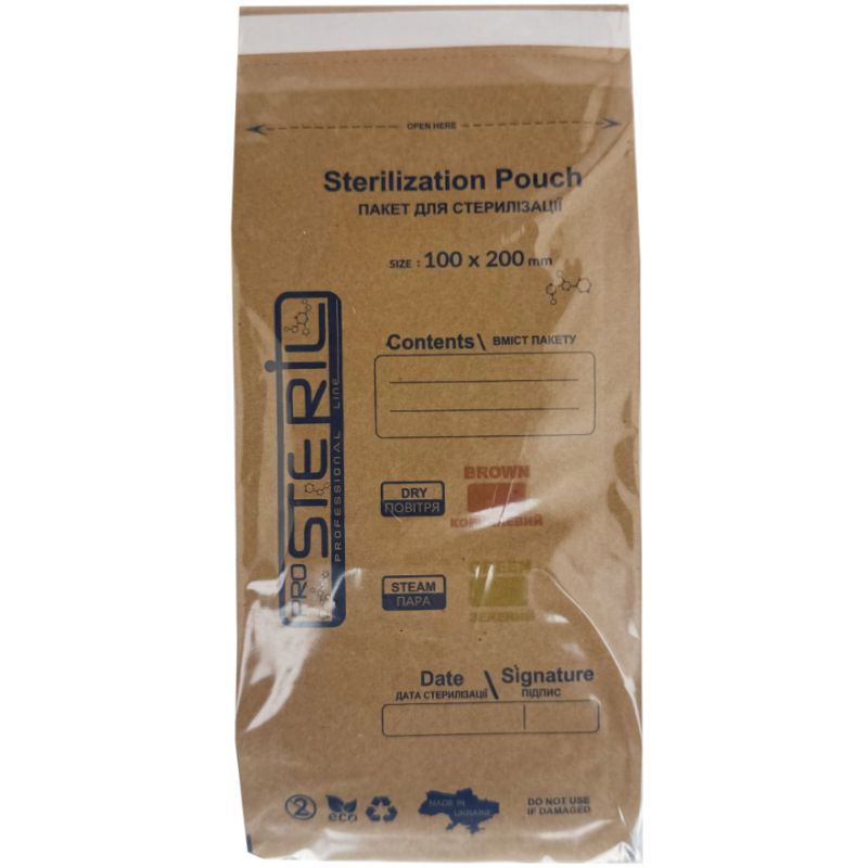 ProSteril Kraft bags for air and steam sterilization 100x200 mm, 100 pcs / unit