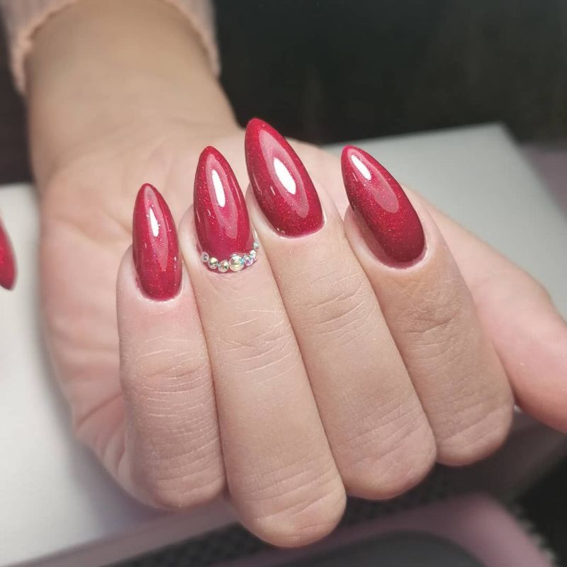Gel Polish Komilfo DeLuxe Series G014 (red with rich fine glitters), 8 ml.