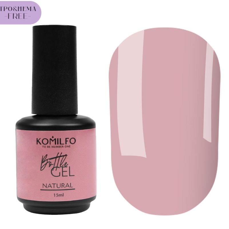 Komilfo Bottle Gel Natural HEMA/TPO free, жидкий гель для ногтей, 15 мл