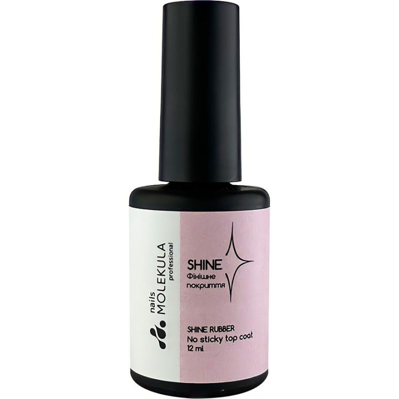 Molekula Top Rubber SHINE No Sticky - top without a sticky layer with micro shine, 12 ml