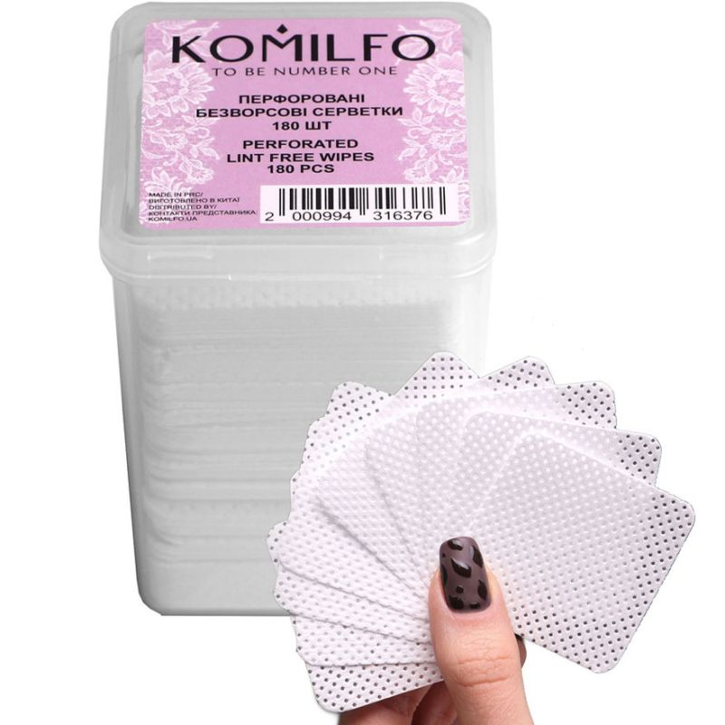 Komilfo perforated, lint-free serverets in boxes, 180 pcs
