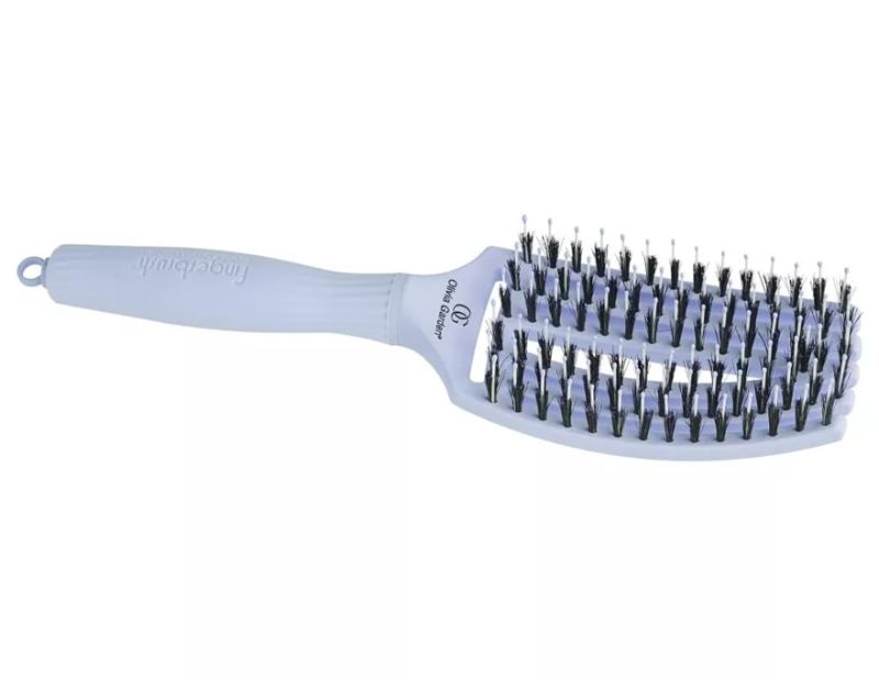 Olivia Garden Massage brush with natural bristles Finger Brush Combo Medium Blue