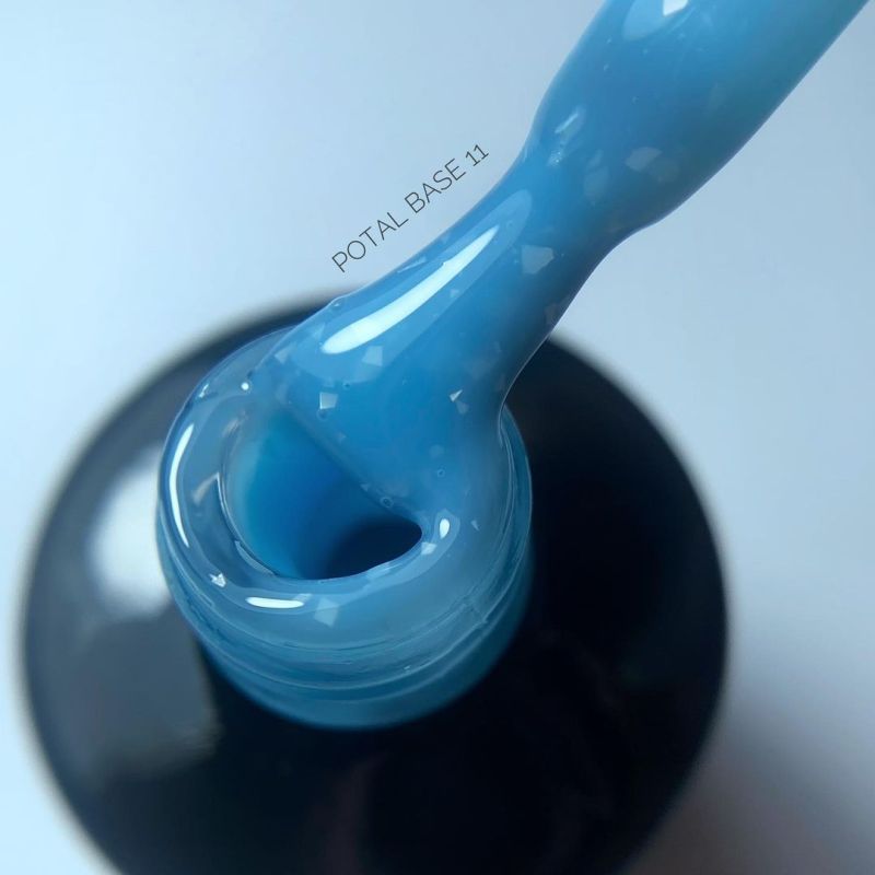 Grade Base for nails Potal base 11 (azure with flakes), 15 ml