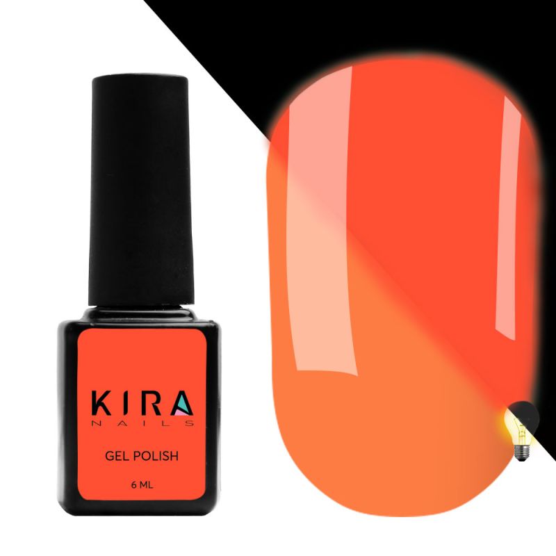 Гель-лак Kira Nails FLUO 001 (оранжевый, флуоресцентный), 6 мл