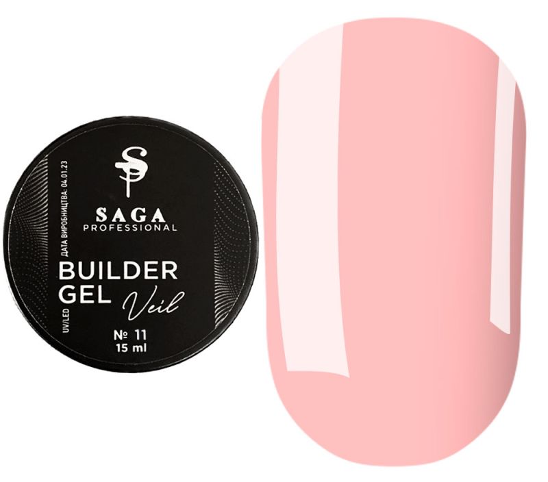 SAGA professional Builder Gel Veil 11 (пастельно-розовый),15мл