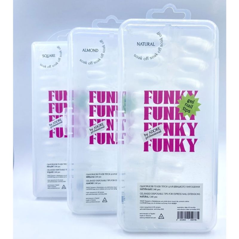 ADORE Funky Gel Nail Tips "SQUARE" – натуральний квадрат, 240 шт