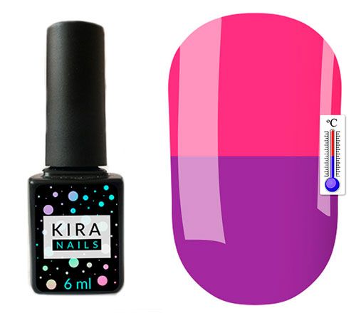 Thermo gel polish Kira Nails No. T21 (light purple, pink when heated), 6 ml