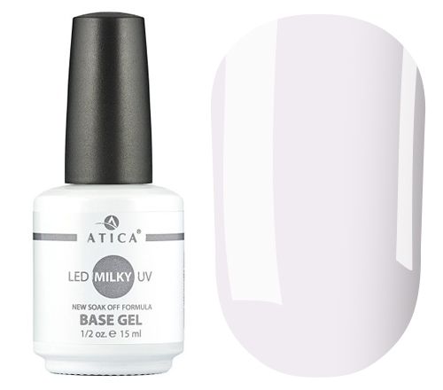 Atica rubber camouflage base for Milky gel polish (milk), 15 ml