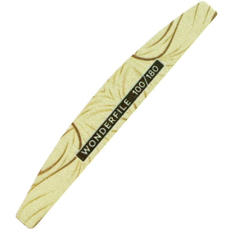 Wonderfile Nail file "Half Moon" with print on wooden base in white on foam on both sides 100/180 (1 pc./pack.)