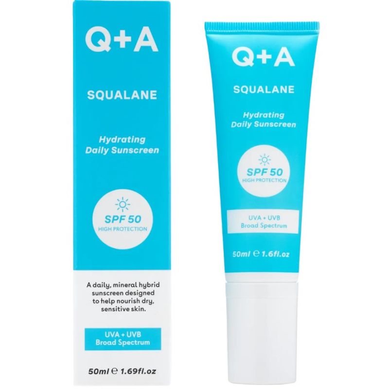 Q+A Moisturizing sunscreen face cream Squalane Hydrating Daily Sunscreen, 50 ml