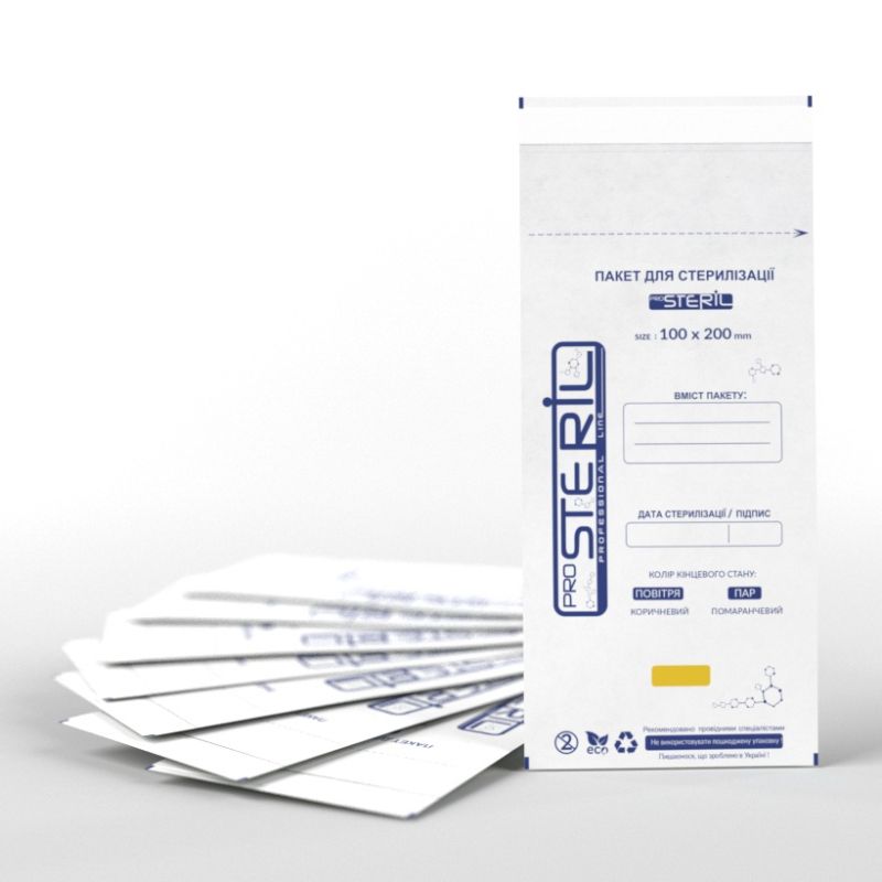 ProSteril Kraft bags for air and steam sterilization, white 100x200 mm, 100 pcs / pack
