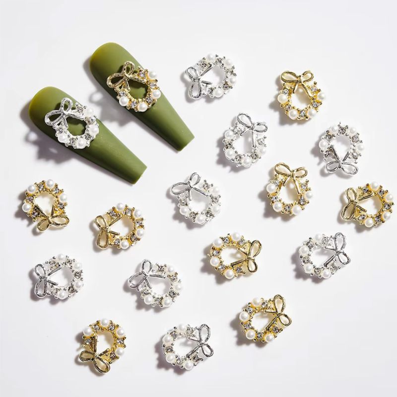 Декор для ногтей Christmas wreaths accessories, Silver, 10 х 10 мм