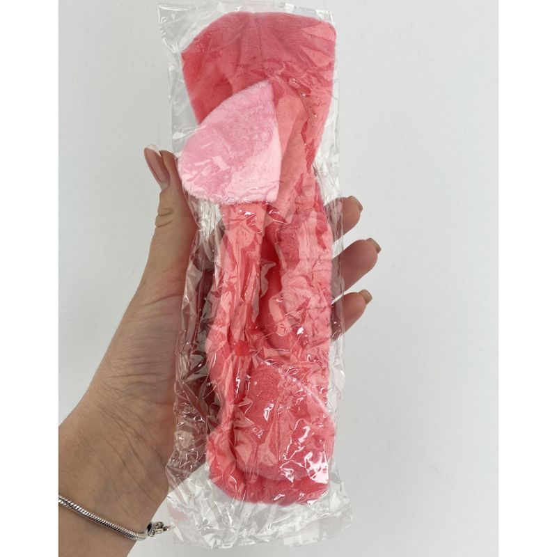 Cosmetology hair band with ears, coral