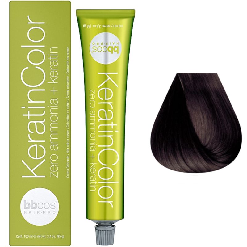 Bbcos Keratin Color Cream-farba for hair 4/07 chestnut natural tobacco, 100 ml