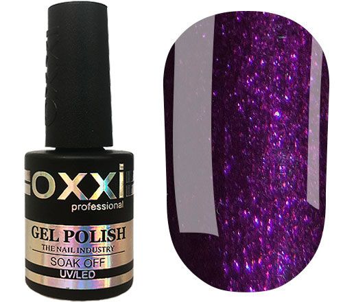 OXXI Гель-лак для ногтей №042 (темный фиолетовый с розовым микроблеском), 10 мл
