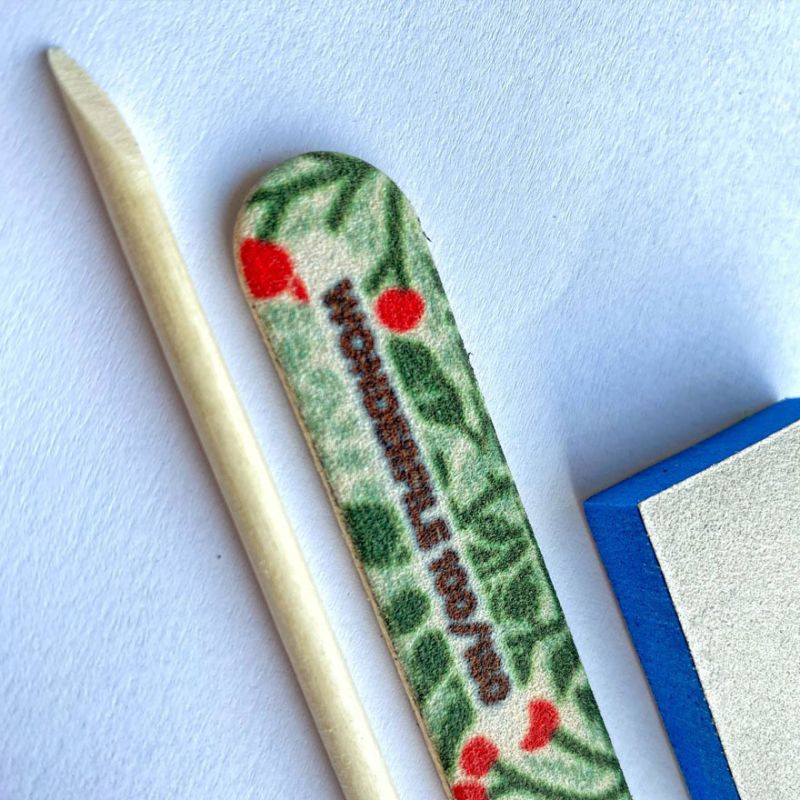 Wonderfile disposable manicure set (nail file with print 100/180, buff 180/240, orange stick)