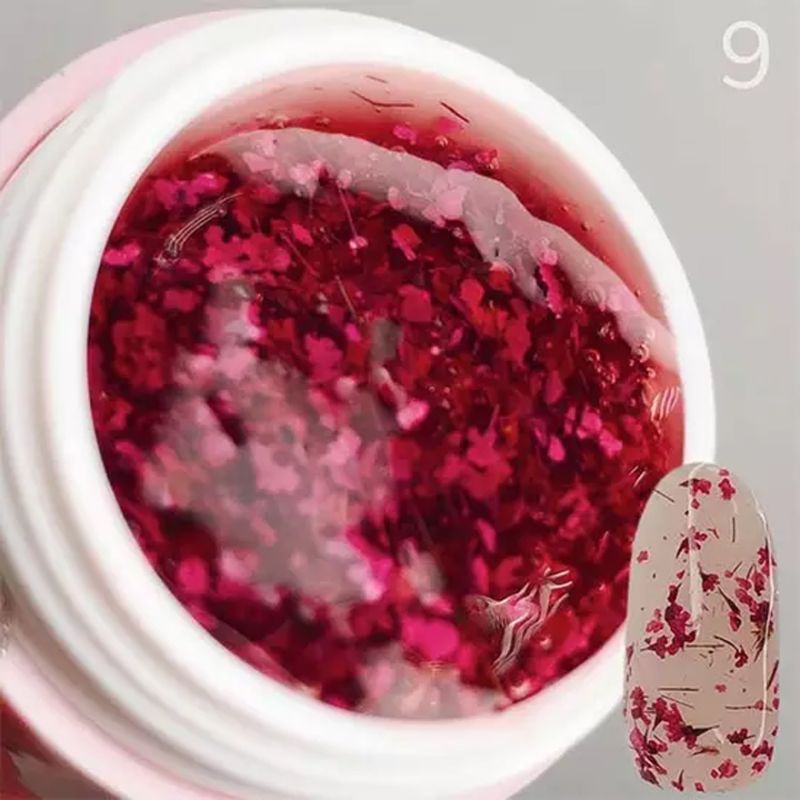 SAGA professional Цветочный гель 9 с сухоцветом (малиновый), 5 мл