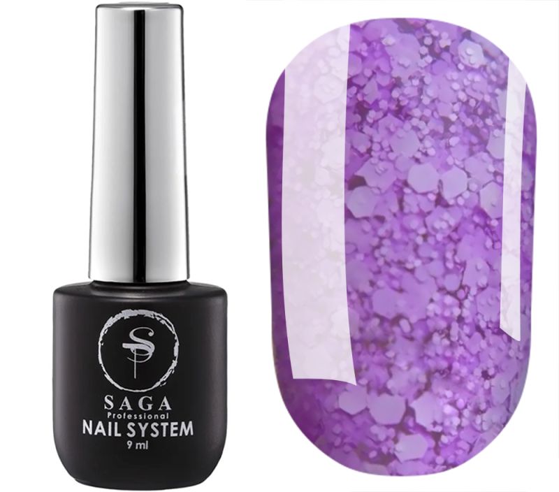 SAGA professional Gel polish Marmalade 5 (lilac with flakes), 9 ml