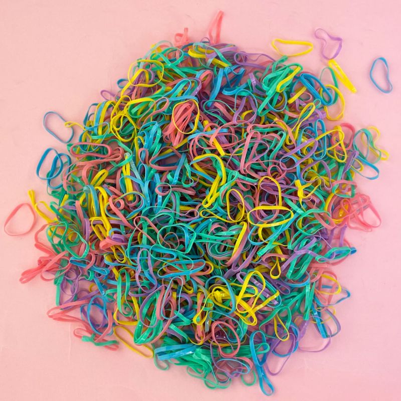 Elastic bands for braids, silicone, multi-colored, 2 cm, 1000 pcs.