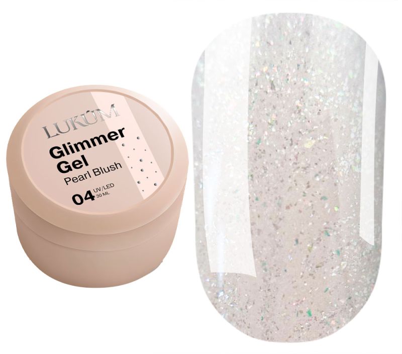 Lukum Гель для ногтей Glimmer gel 04 (Pearls Blush), 30 мл