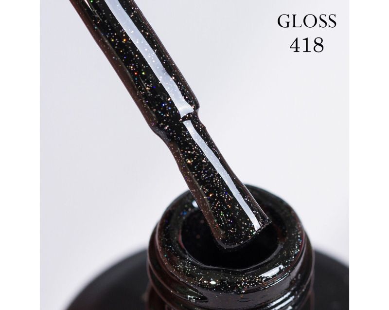 Гель-лак GLOSS 418 (чорний з мікроблиском), 11 мл