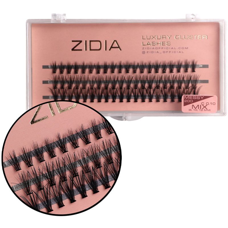 ZIDIA Cluster lashes Ресницы-пучки 20D MESSY C 0,10 MIX (3 ленты, размер 8, 10, 12 mm)