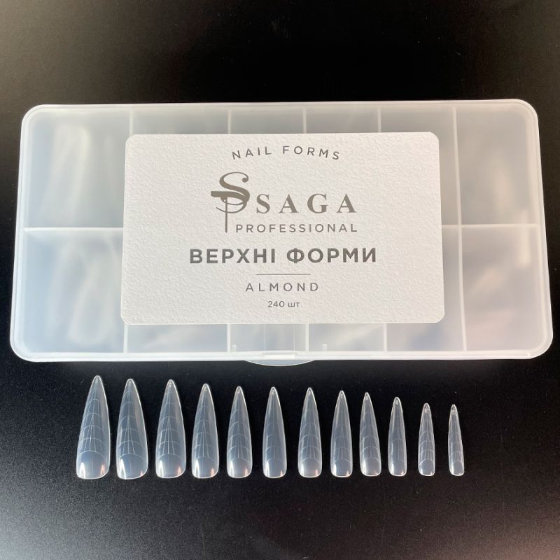 SAGA professional Верхние формы для наращивания ALMOND, 240 шт