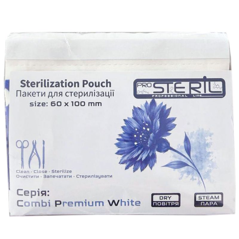 ProSteril Kraft bags for air sterilization, transparent 60x100 mm, 100 pcs/pack