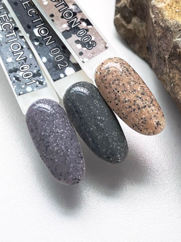 Gel Polish Komilfo Stone Collection ST002 (dark gray, with crumbs), 8 ml