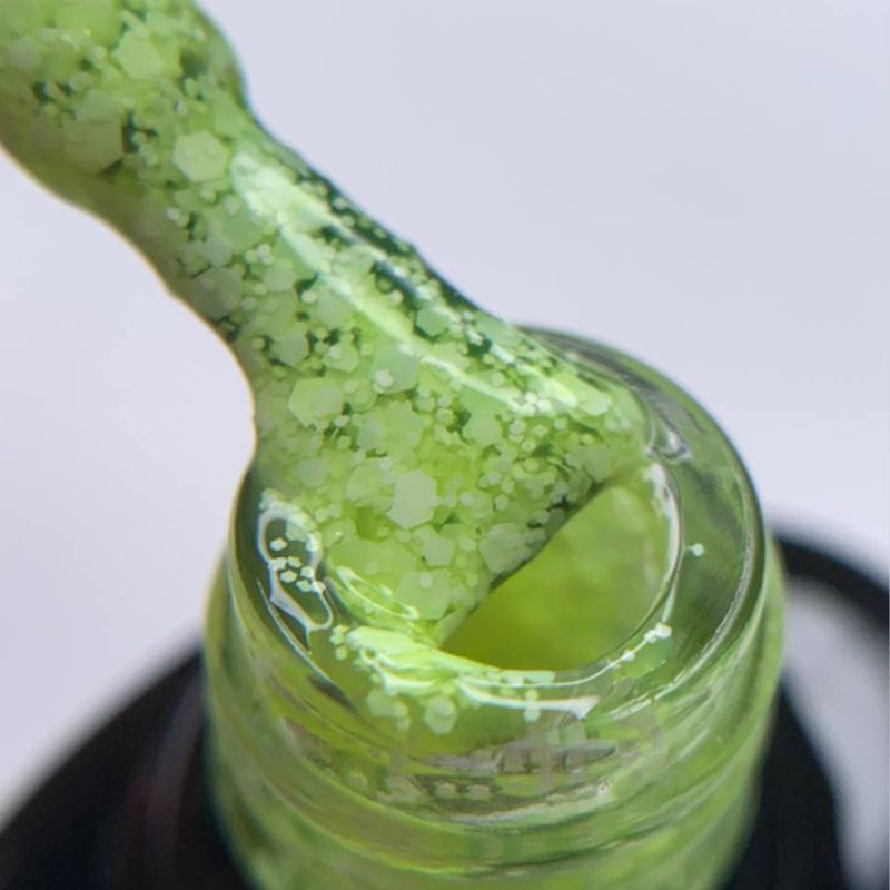 SAGA professional Gel Polish Marmalade 1 (green-yellow with flakes), 9 ml