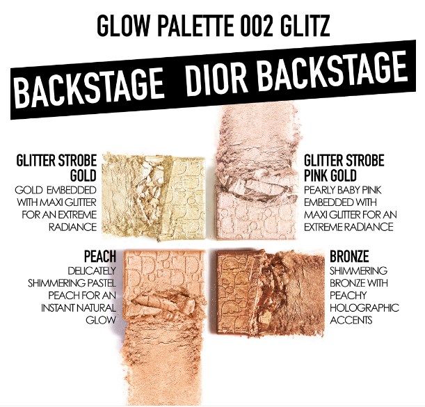 dior backstage glow face palette swatches glitz