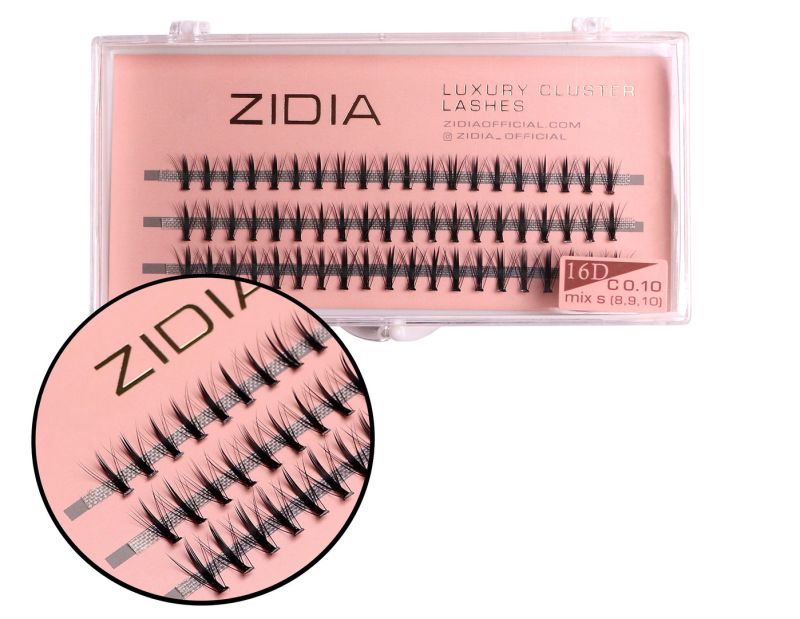 ZIDIA Cluster lashes Ресницы-пучки 16D KIM C 0,10 MIX S(3 ленты, размер 8, 9, 10 мм)