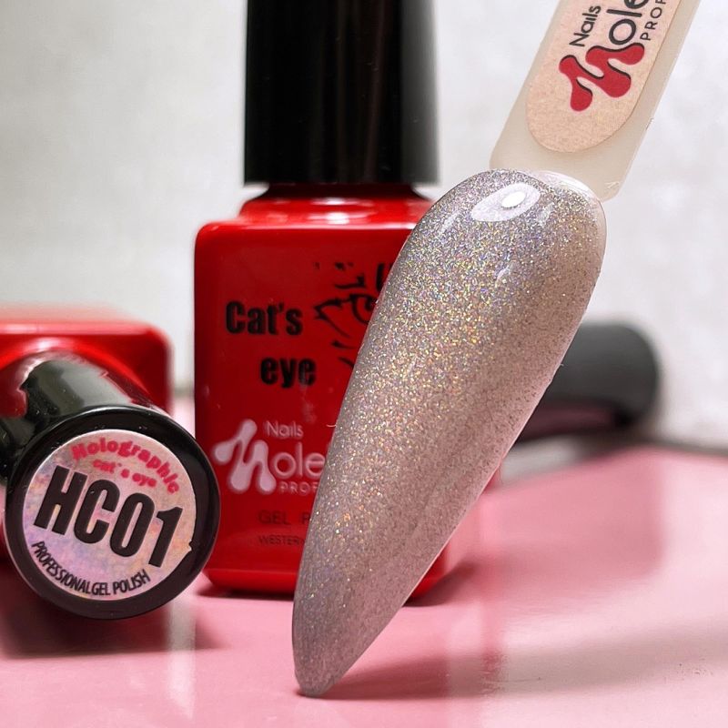 Molekula HOLOGRAPHIC Cat's eye HC01 gel varnish (silver holographic), 6 ml