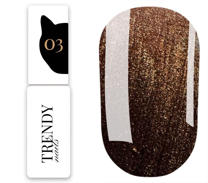 Trendy Nails Гель-лак Gel polish «Сat’s Eye» Gold Color №3 HEMA/TPO free, 8 мл