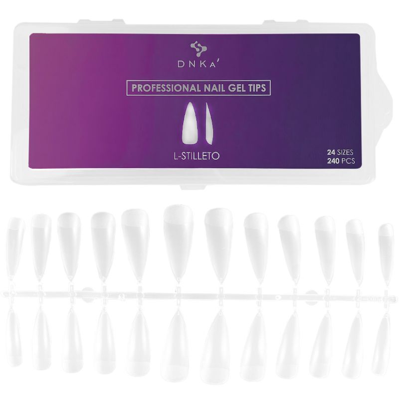 DNKa Gel tips for extensions Professional Nail Gel Tips L-Stilleto, 240 pcs