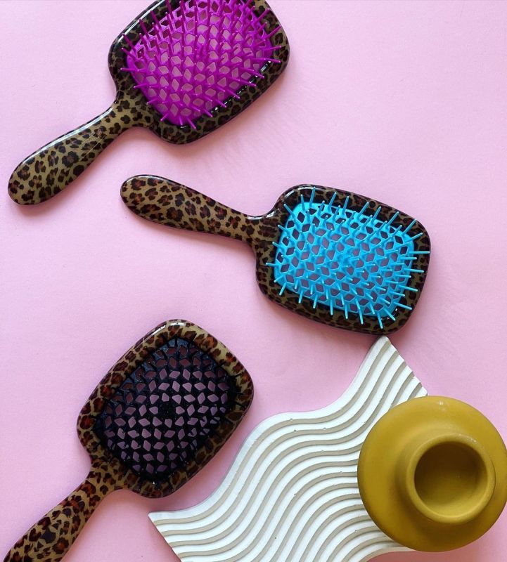 Janeke Superbrush Leopard & Black Hairbrush