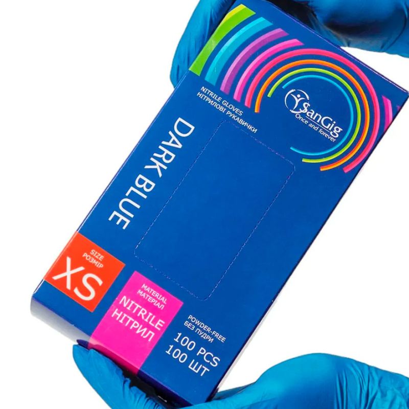 Sangig Nitrile gloves Black (XS) 100 pcs/pack (50 pairs), density 3.5 g