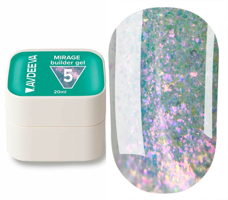 V.AVDEEVA MIRAGE Builder Gel №5 - голографический гель для моделирования ногтей, 15 мл