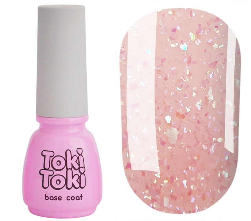 Toki Toki Nail base Stars Base SB08 (peach with gold leaf), 5 ml