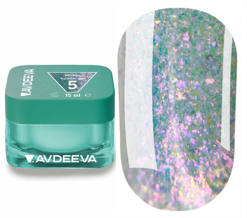 V.AVDEEVA MIRAGE Builder Gel №5 — голографічний гель для моделювання нігтів, 15 мл